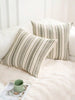Decorative Bohemian Style Throw Pillow Cover, Farmhouse Texture Cushion Cover, 18 X 18 Inches, Suitable For Chairs, Sofas, Bedrooms, Living Rooms And Home Decor, Olive Green And Beige Striped (1 Piece, 2 Pieces Optional)