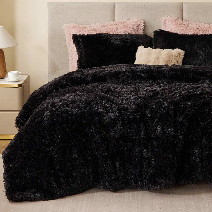 Shaggy Faux Fur 2/3 Pieces Bedding Comforter Set,Modern Casual Ultra-Soft Fluffy With Matching Sham,All-Season Home Textile For Bedrooms,2-Piece Set For Twin/Twin XL Size,3-Piece Set For Full-Queen-King-Cal King Size,Christmas Thanks Giving Gifts